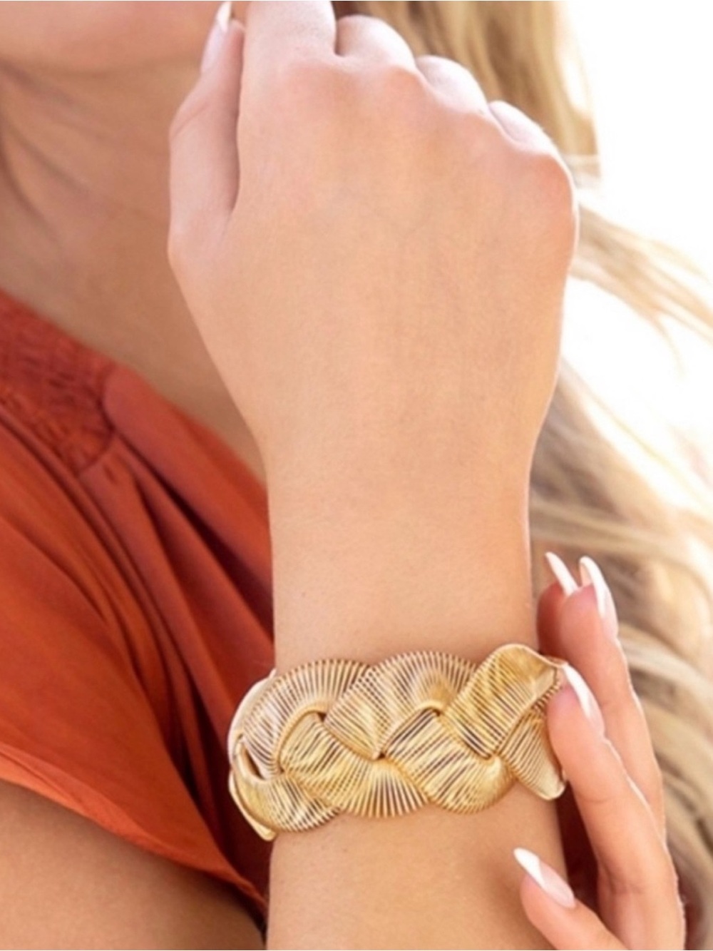 Gold Braided Wire Cuff Bracelet - Plunder Sophie Design